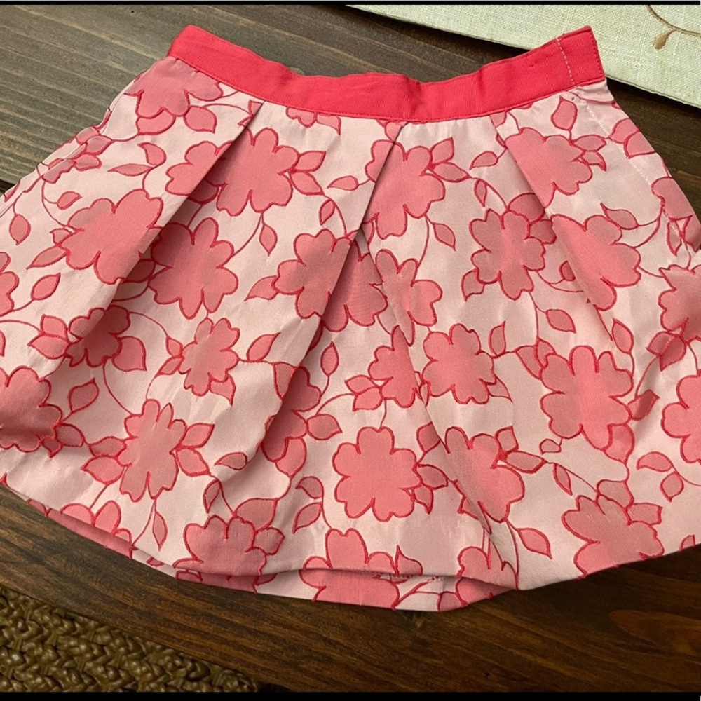 Janie And Jack Red Floral Taffeta Skirt Size 3-6 months